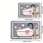 tapis bain polyester antidérapant motif baignoire moderne gris blanc rouge noir absorbant