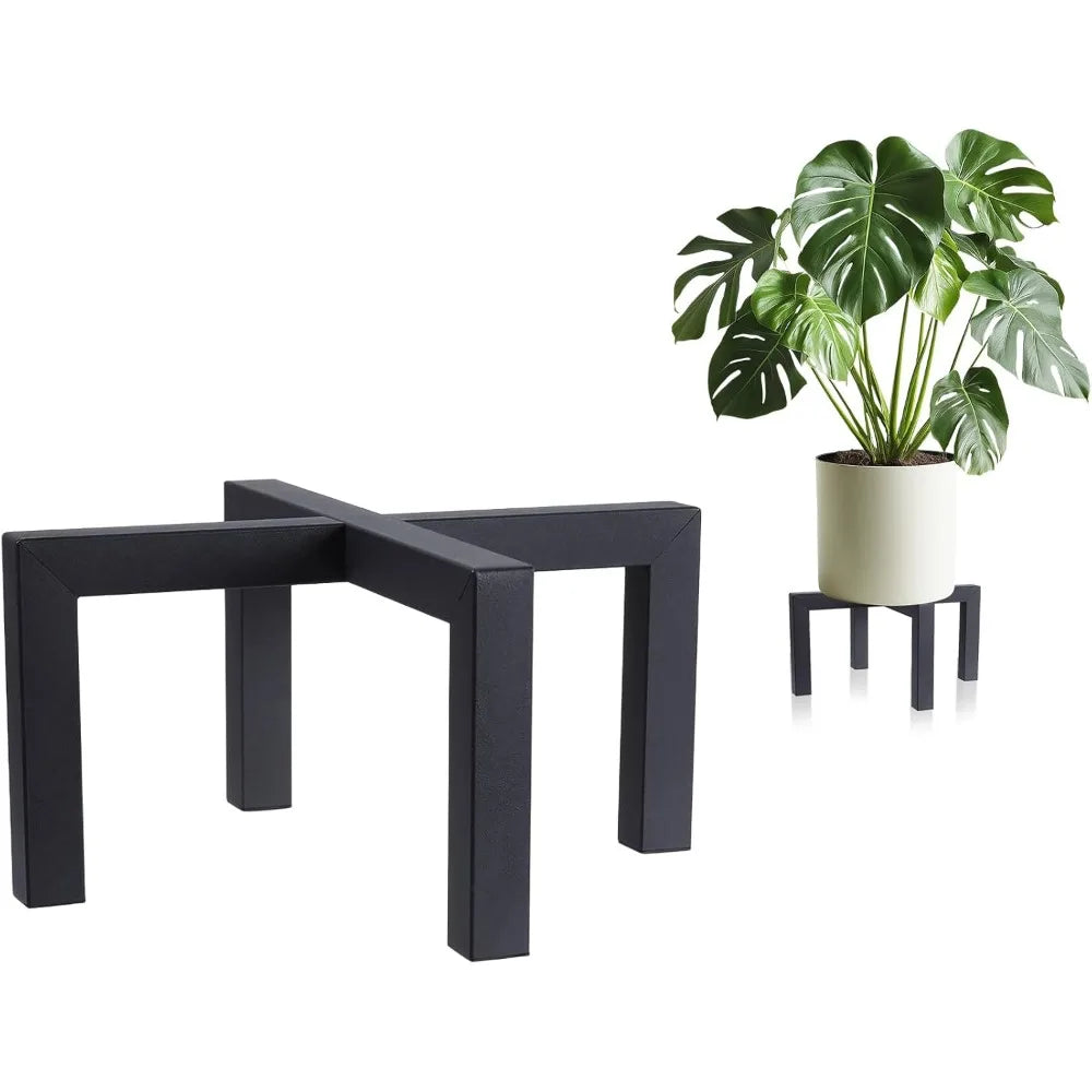 supports plantes intérieures modernes minimalistes noirs assemblage vis barres pieds pot fleurs blanc osier