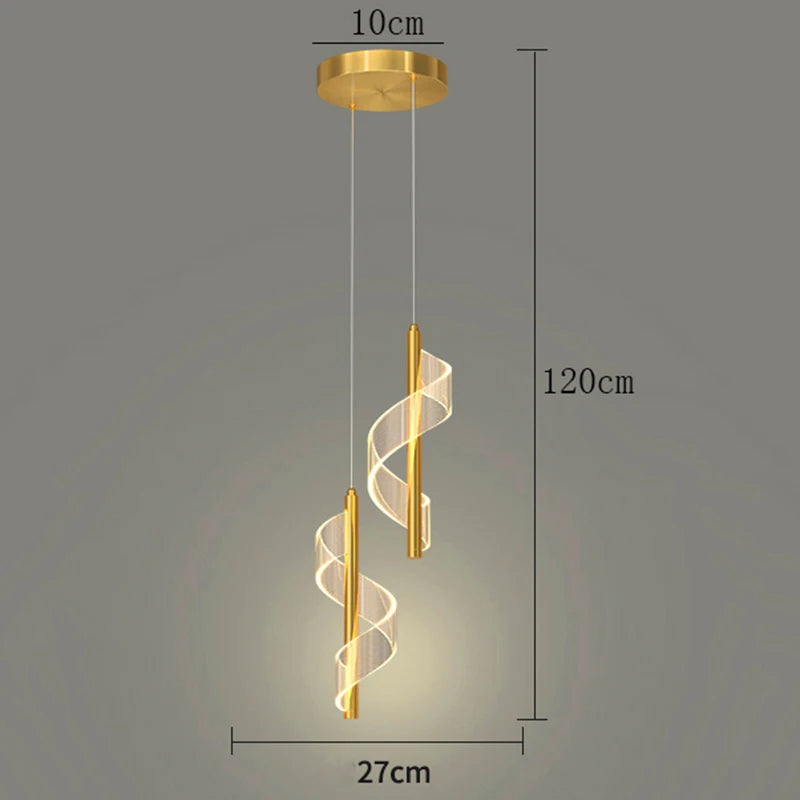 suspension lumineuse moderne spirale noir doré blanc translucide scandinave