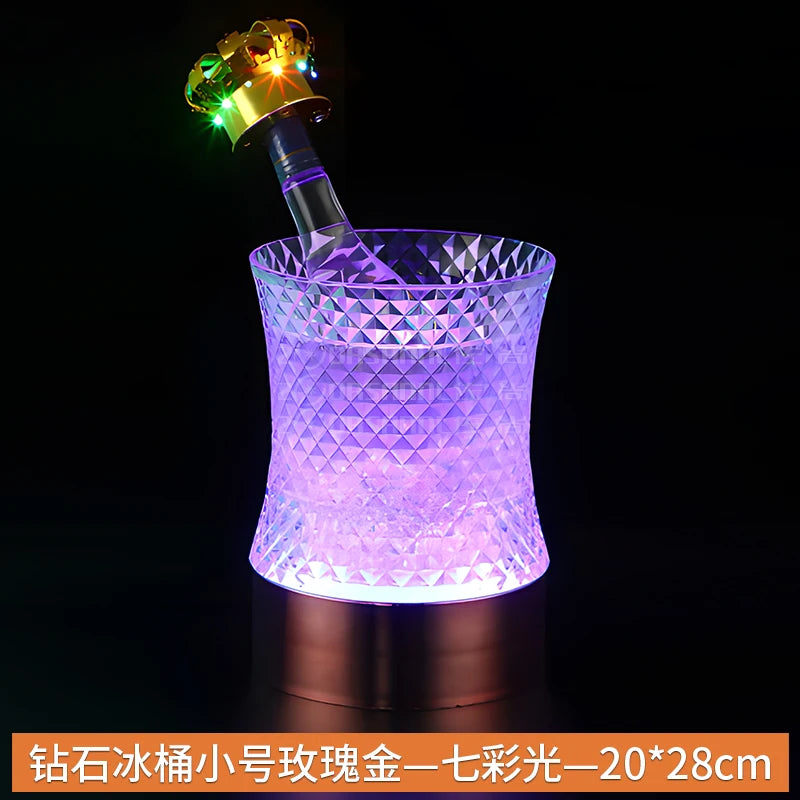 seau glace lumineux triangles relief moderne rouge vert bleu violet champagne élègant rechargeable