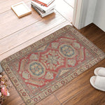tapis ethnique traditionnel rouge bleu beige antidérapant intérieur extérieur doux porte sol cuisine