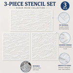 tampons peinture motif vagues moderne adhésif blanc décoration murale diy tissu bois