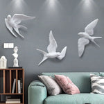 décoration murale oiseaux hirondelles résine blanche moderne minimaliste