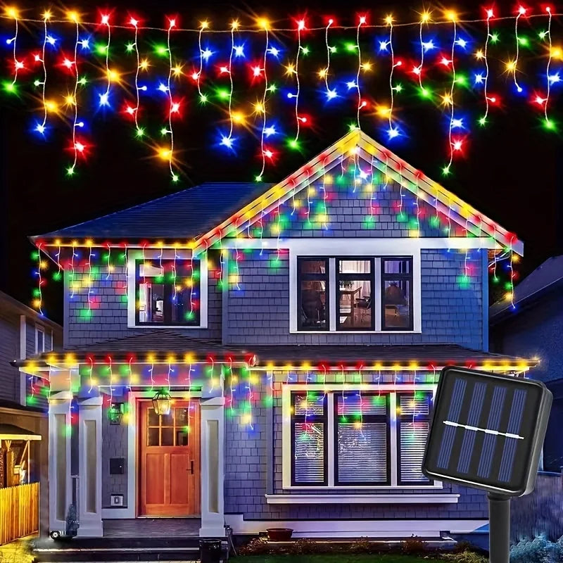 guirlande lumineuse led multicolore moderne clips solaire extérieure 162led 7m