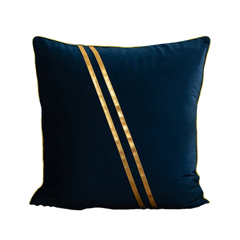 taies d'oreiller velours couleurs unies blanc cassé jaune rose gris bleu marine bordures dorées
