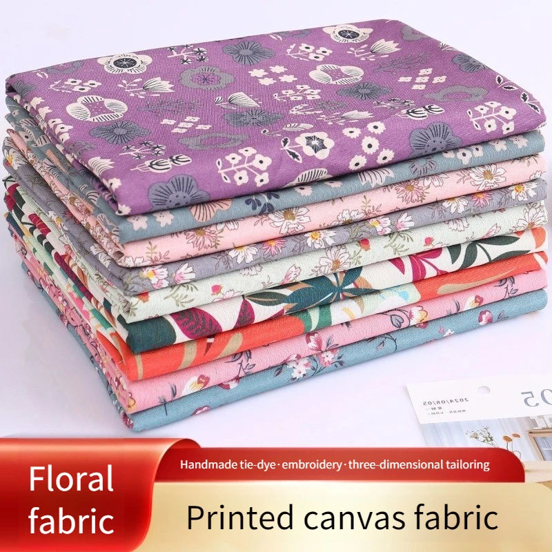 tissu toile imprimé floral violet rose vert orange rouge tissu coton lin résistant bricolage