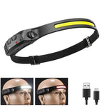 lampe frontale rechargeable led noire jaune mode usb c.velcro moderne camping