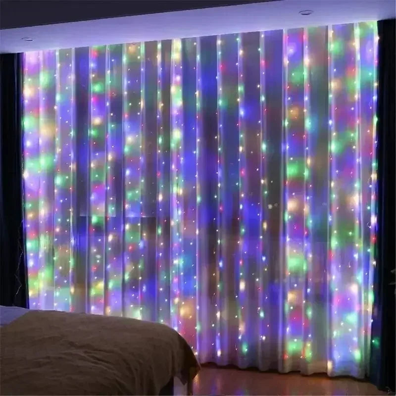 rideau lumineux led blanc transparent moderne télécommande câble usb 5v modes noël