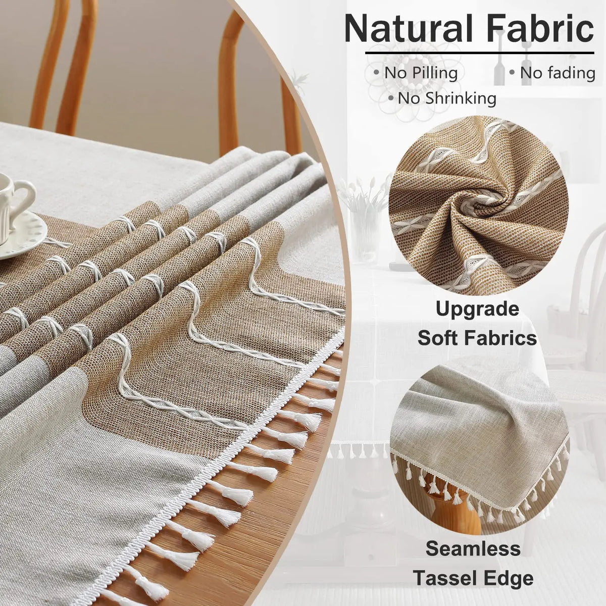nappe rectangulaire imperméable rayée franges rustique coton polyester extérieure intérieure table grande capacité