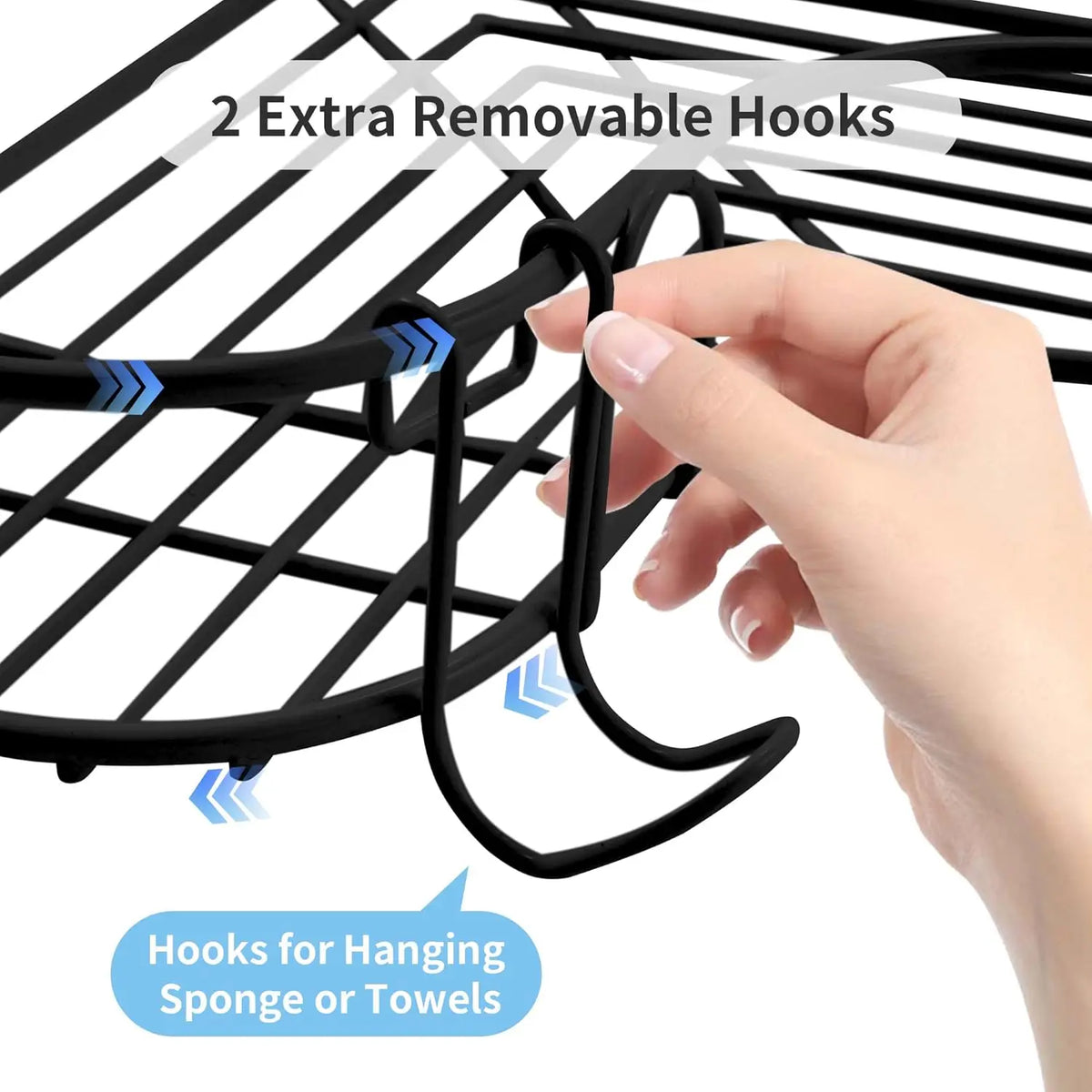 étagère douche noire métal moderne imperméable grille adhésive inclusion crochets instructions