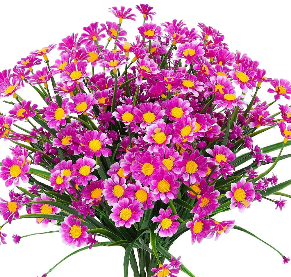 décoration extérieure bouquet artificiel fleurs simples feuilles vertes moderne blanc vert