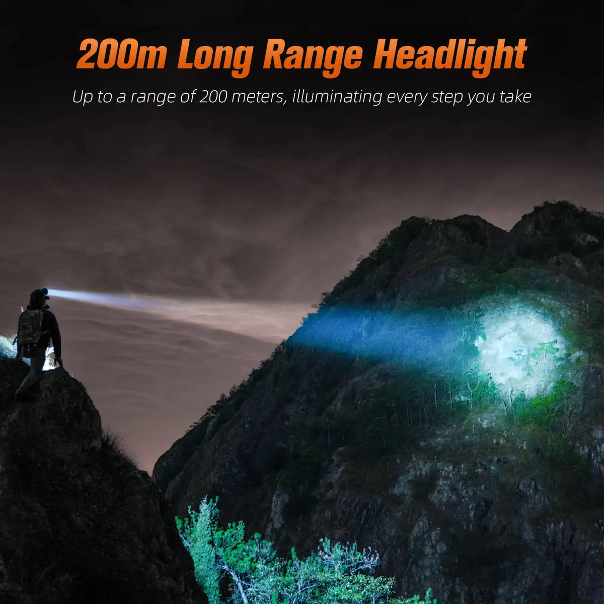 lampe frontale rechargeable led 5w noir orange moderne utilitaire sportive bandeau élastique