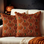 coussin carré orange citrouille automne décoration halloween zip invisible garnissage blanc polyester cotton