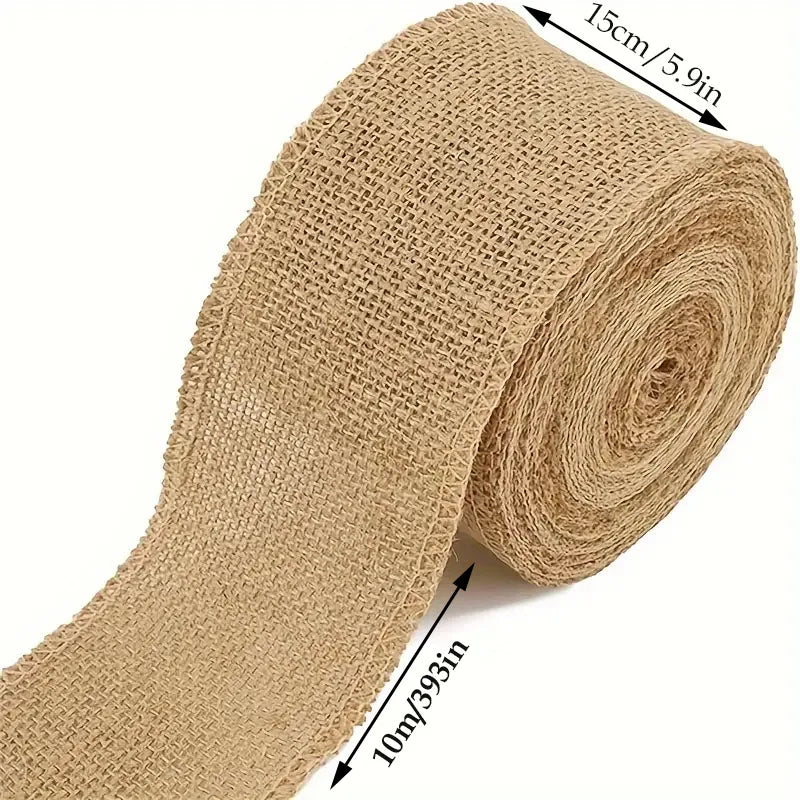 ruban jute naturel rustique 10m 15cm couleur beige marron rouge vert