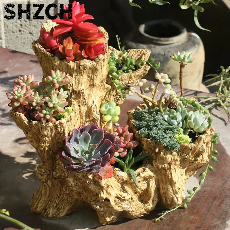 support plantes succulentes pot porcelaine rustique ornements décoration extérieure vases sculptés main