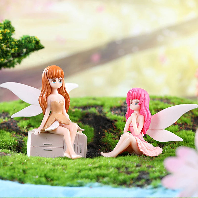 figurines fées décoratives dessin animé nouvelles années couleurs pastel vêtements ailes cheveux