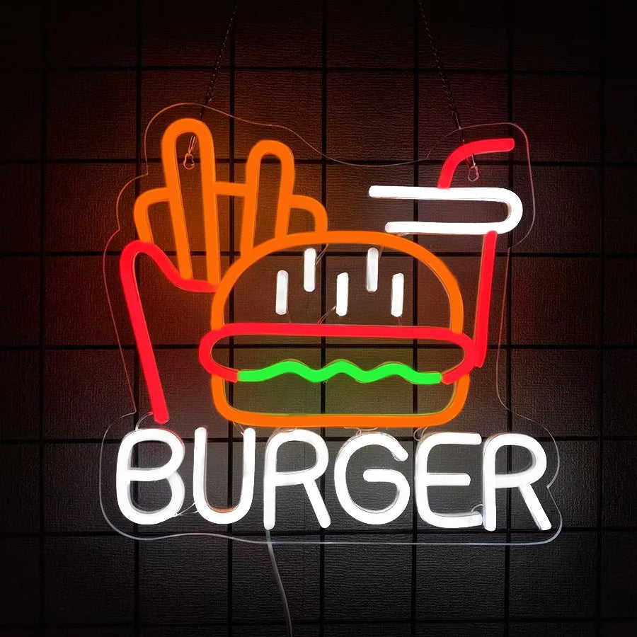 enseigne néon burger kebab pizza dr pepper hot moderne rétro cuisine affaires
