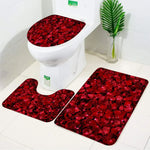 ensemble tapis bain salle bain rouge fleurs roses motif moderne coton doux décoratif