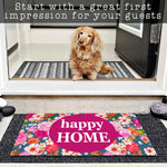tapis d'entrée multicolore fleurs bleu marine antidérapant résistant extérieur intérieur moderne imprimé