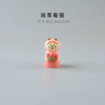figurines animaux mignonnes résine strawberries fruits décor maison kawaii blanc rose beige rouge cartoon