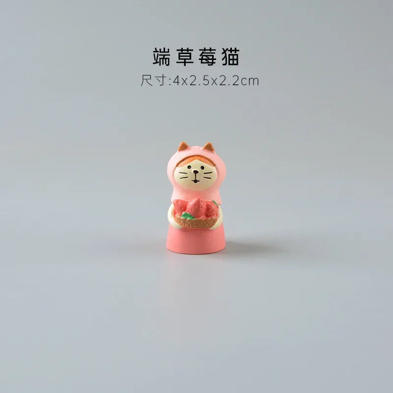 figurines animaux mignonnes résine strawberries fruits décor maison kawaii blanc rose beige rouge cartoon