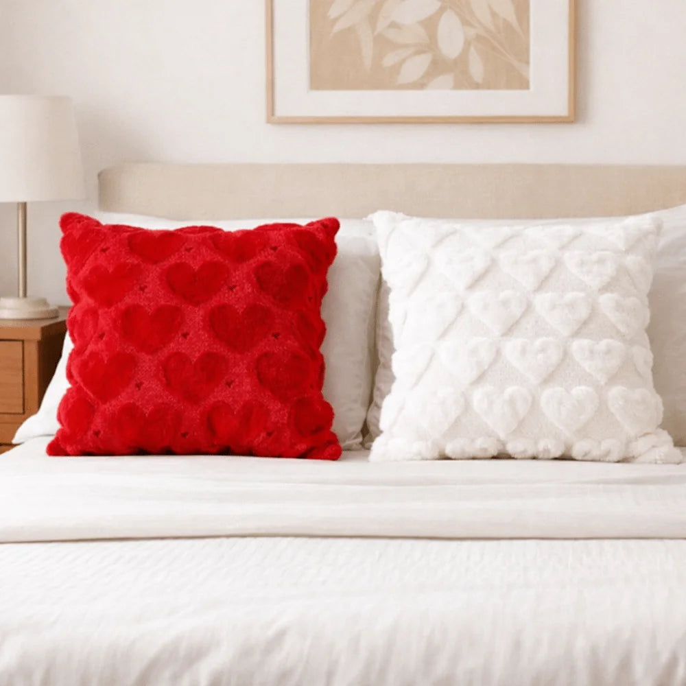 coussin rouge motif cœurs doux opacité 45cm 45cm lit décoration romantique polyester coton