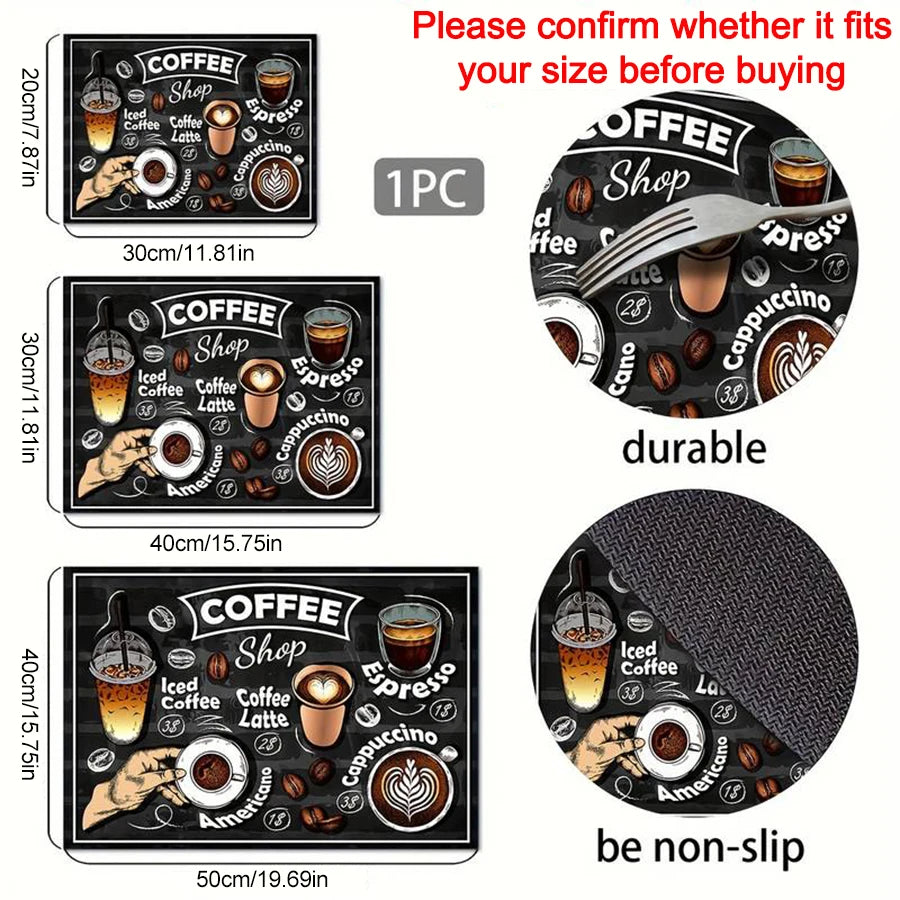 tapis moderne illustrations américano espresso noir cuisine rectangle absorbant rapide