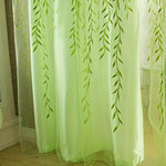 rideaux chambre polyester feuilles vertes bohème semi transparent panneaux motifs vaporeux aspect décoratif champêtre