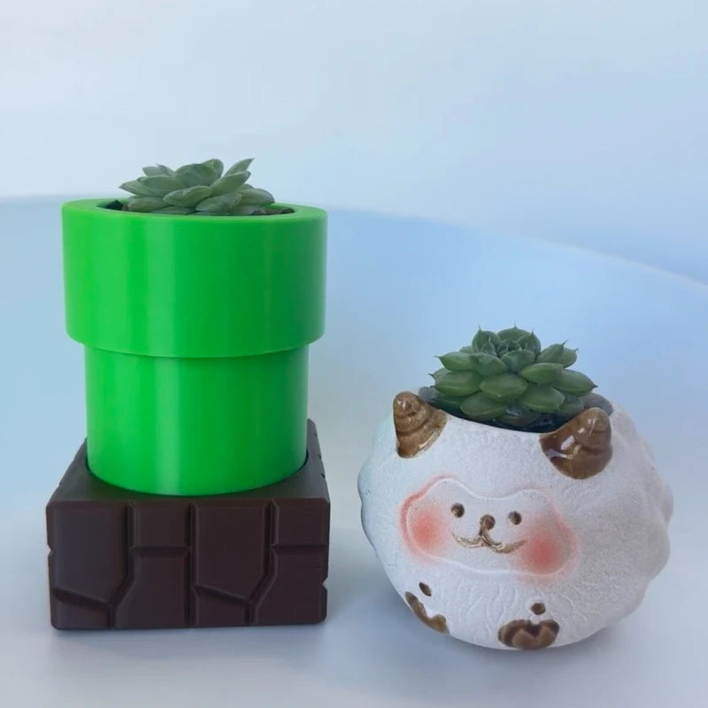 porte crayons ornement decoratif impression 3d geek pots plantes verte brique textures jeux video