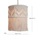 lampe suspendue macramé boho franges coton main beige clair décorative artisanale