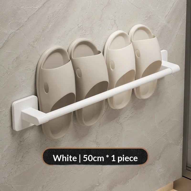 support rangement mural sabots moderne aluminium couleur blanc beige rose fixations murales salle bain