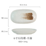 assiettes ovales céramique porcelaine sous glaçure noir blanc texture marbrée moderne rustique respectueux environnement