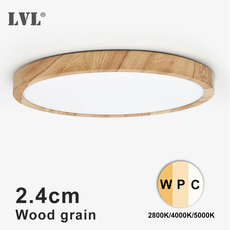 plafonnier led moderne bois grainé blanc éclairage quotidien surface vis fixations