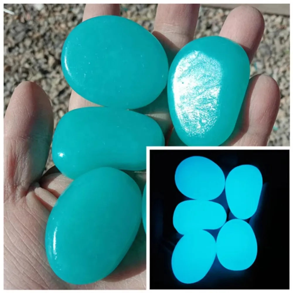 pierres décoratives luminescentes modernes multicolores vert bleu jaune opaques jardin