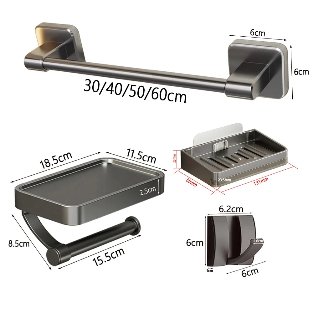 accessoires salle bain gris porte serviettes savon papier toilette moderne ensemble 30cm 40cm 50cm