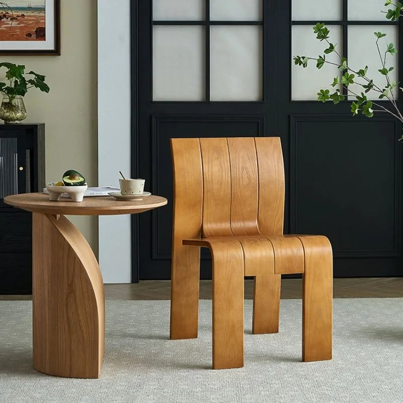 chaise bois naturel moderne dossier haut grain bois intérieur unique minimaliste