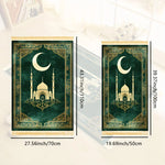 tapis vert foncé doré motif islamique mosquée lune polypropylène résistant décoration intérieure extérieure voyage