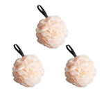 boule bain éponge nettoyage douce maille fine fluffy moderne rose clair vert anneaux noirs