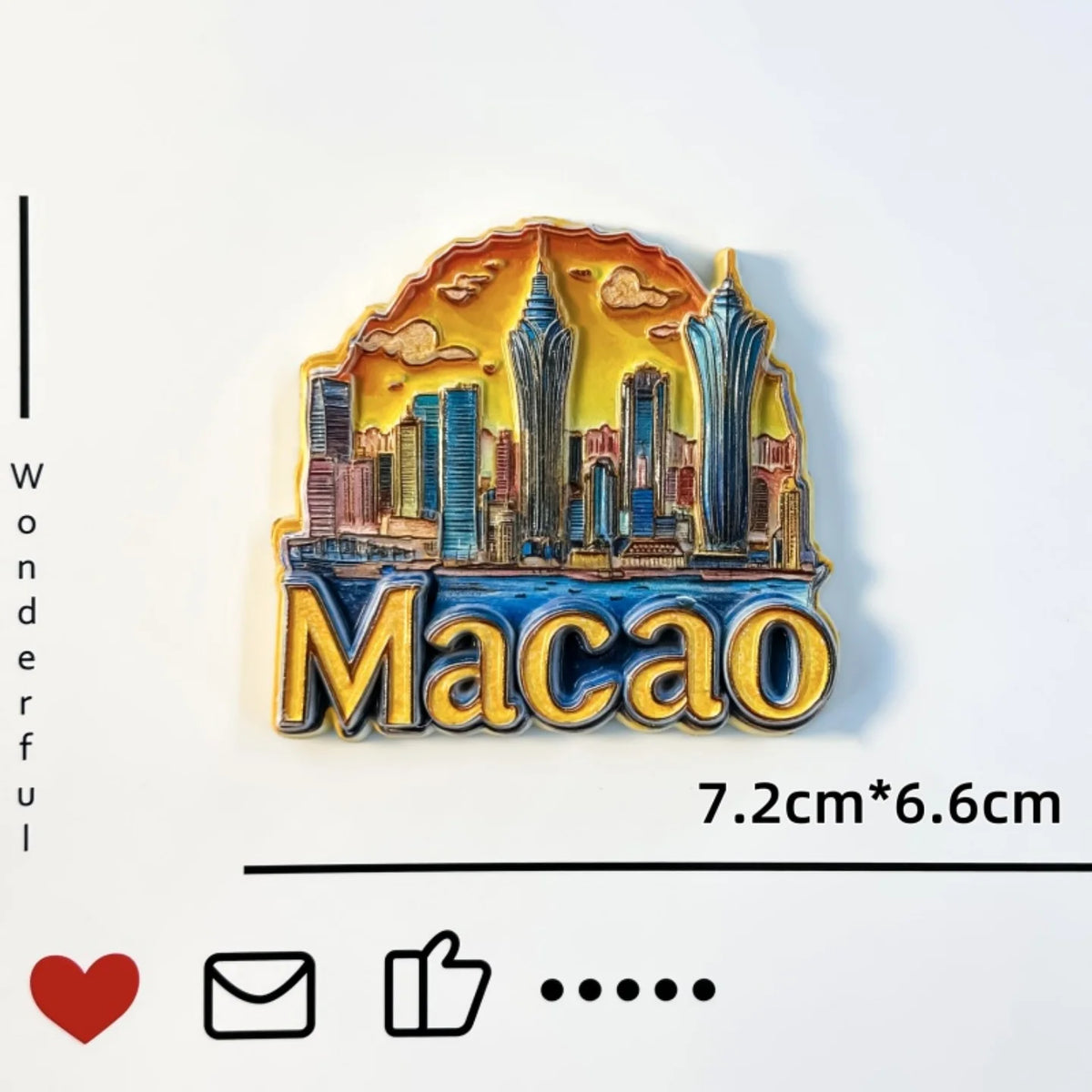 autocollants aimants macao paysage urbain gratte ciels creative 3d iconique batiments multicolores réfrigérateur stickers