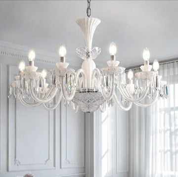 lustre cristal blanc noir baroque salon chambre encastrée LED classique