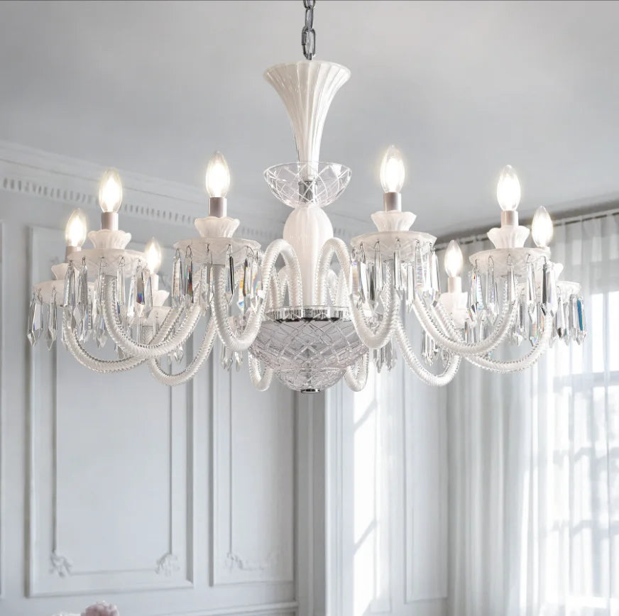 lustre cristal blanc noir baroque salon chambre encastrée LED classique