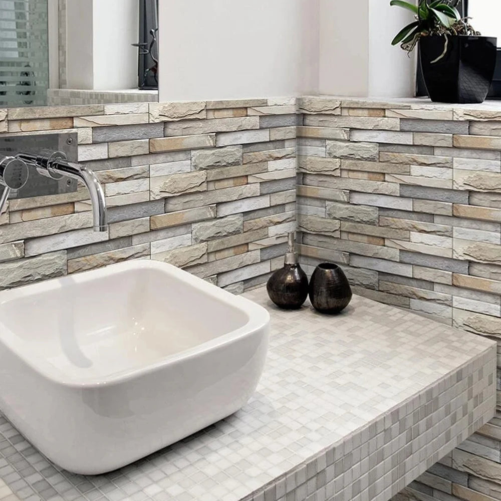 panneaux decoratifs mur gris beige blanc aspect pierre naturelle adhesifs modernes rustiques pieces 28cm