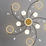Luminaire suspendu moderne floral branches cristallins télécommande intelligente 3000k 4000k 6500k
