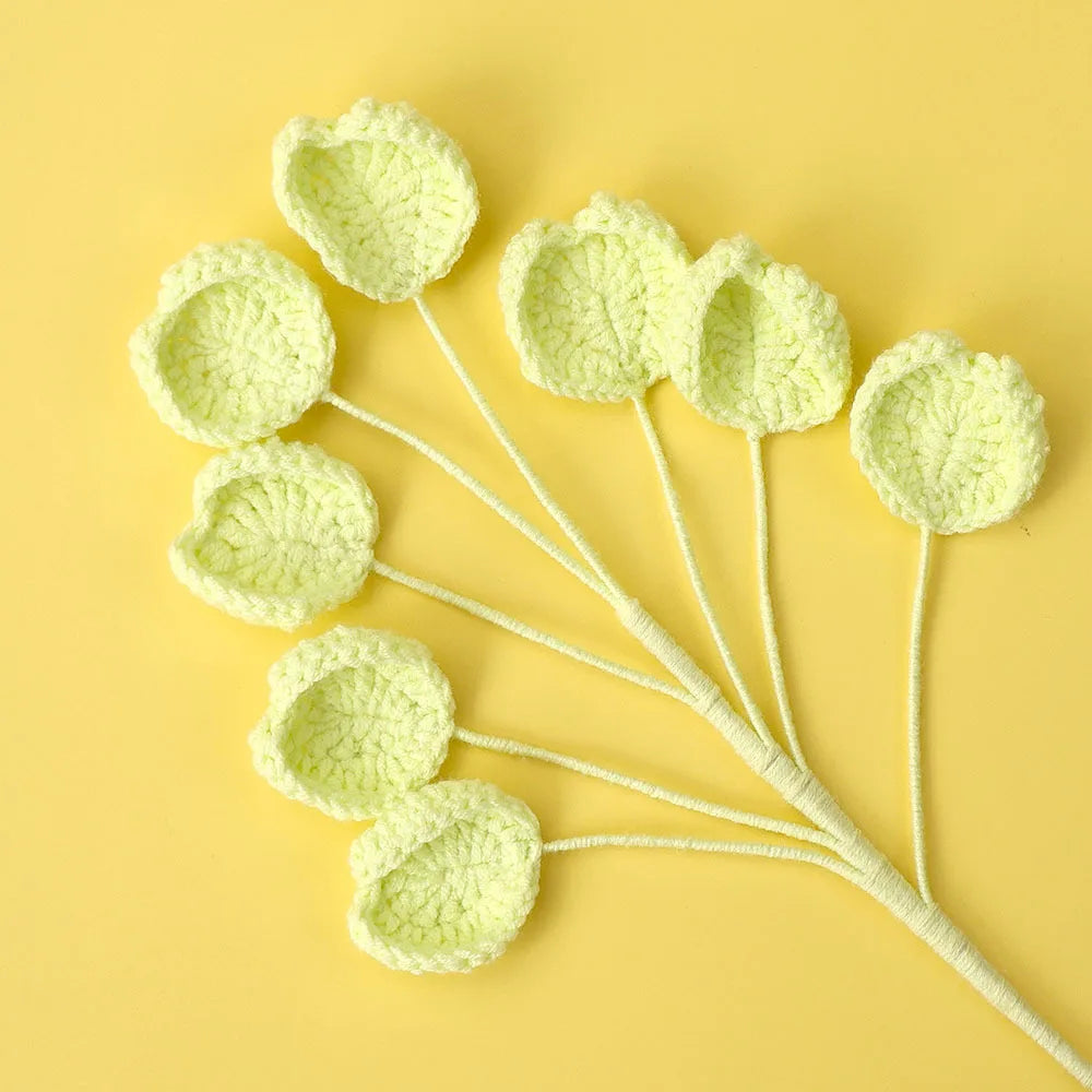 bouquet artificiel crocheté vert rose jaune créatif intérieur décoration maison anniversaire mariage