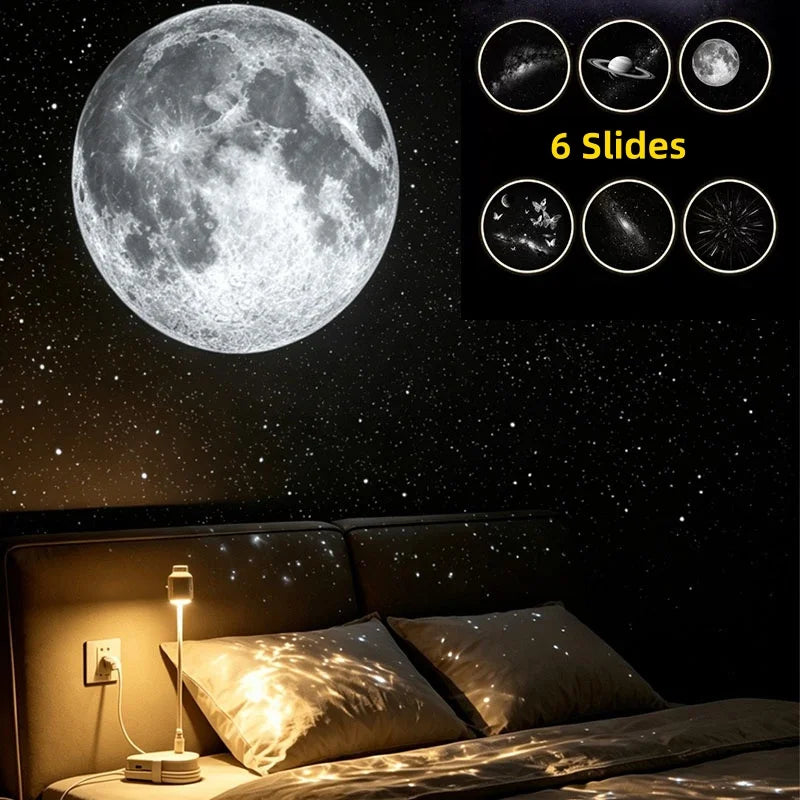 projecteur ciel étoilé veilleuse lampe table 12 diapositives motifs planètes chambre enfants led blanc