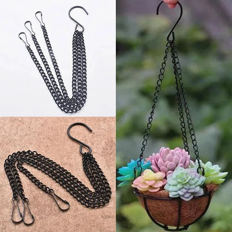 suspension pot fleur chaîne métal crochet support mur déco jardin fibre coco minimaliste rustique