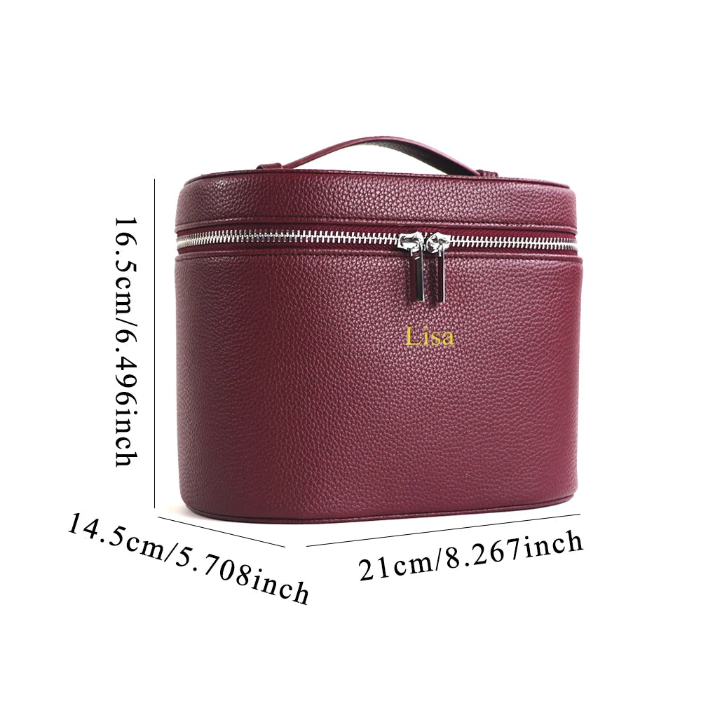 boîte rangement cosmétique simili cuir marron rose noir compartiments internes poignée amovible moderne pratique