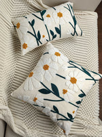taie d'oreiller brodée fleurs marguerite 100% polyester décoratif salon voiture opacité blanc jaune vert