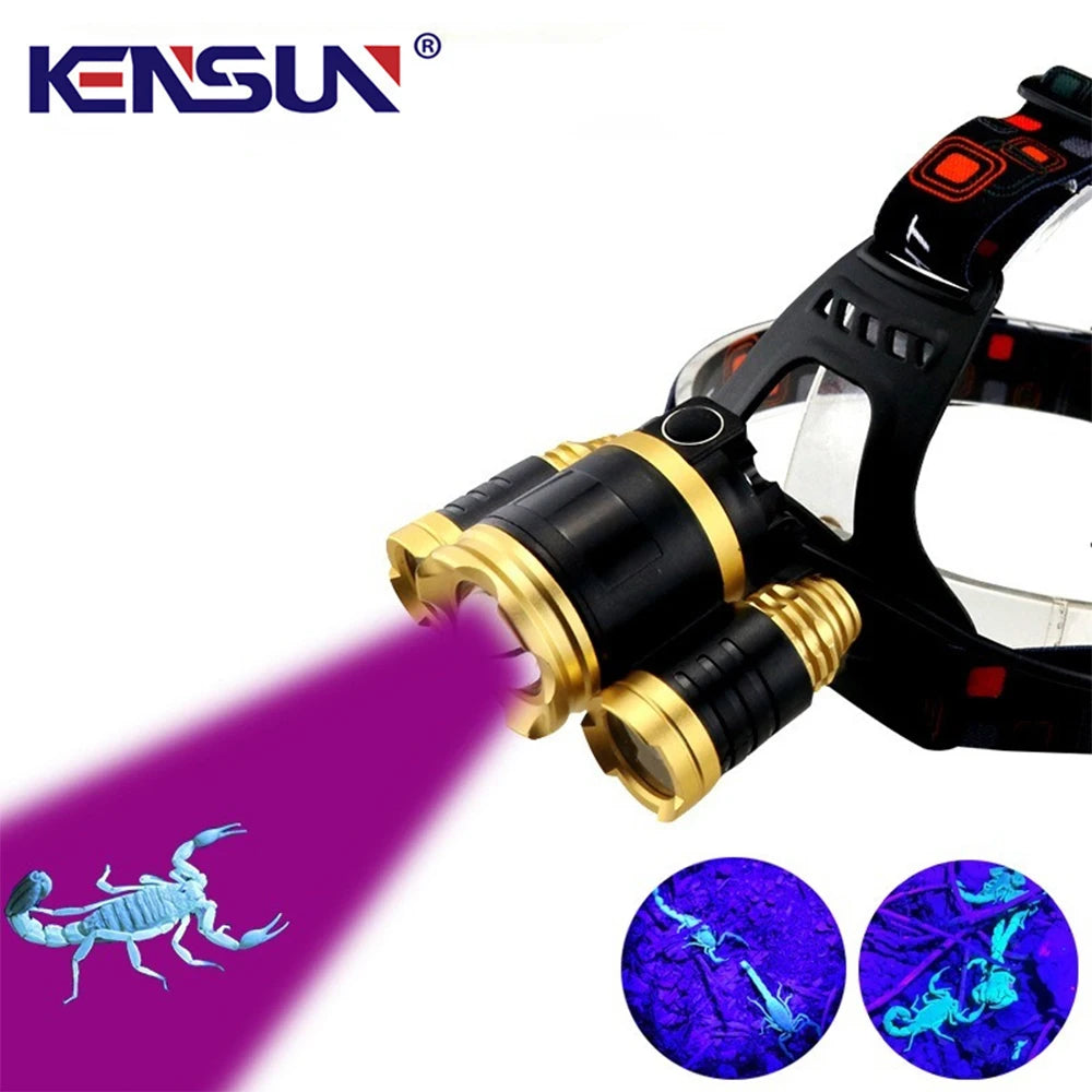 lampe frontale uv led rechargeable extensible multi mode or rouge verte