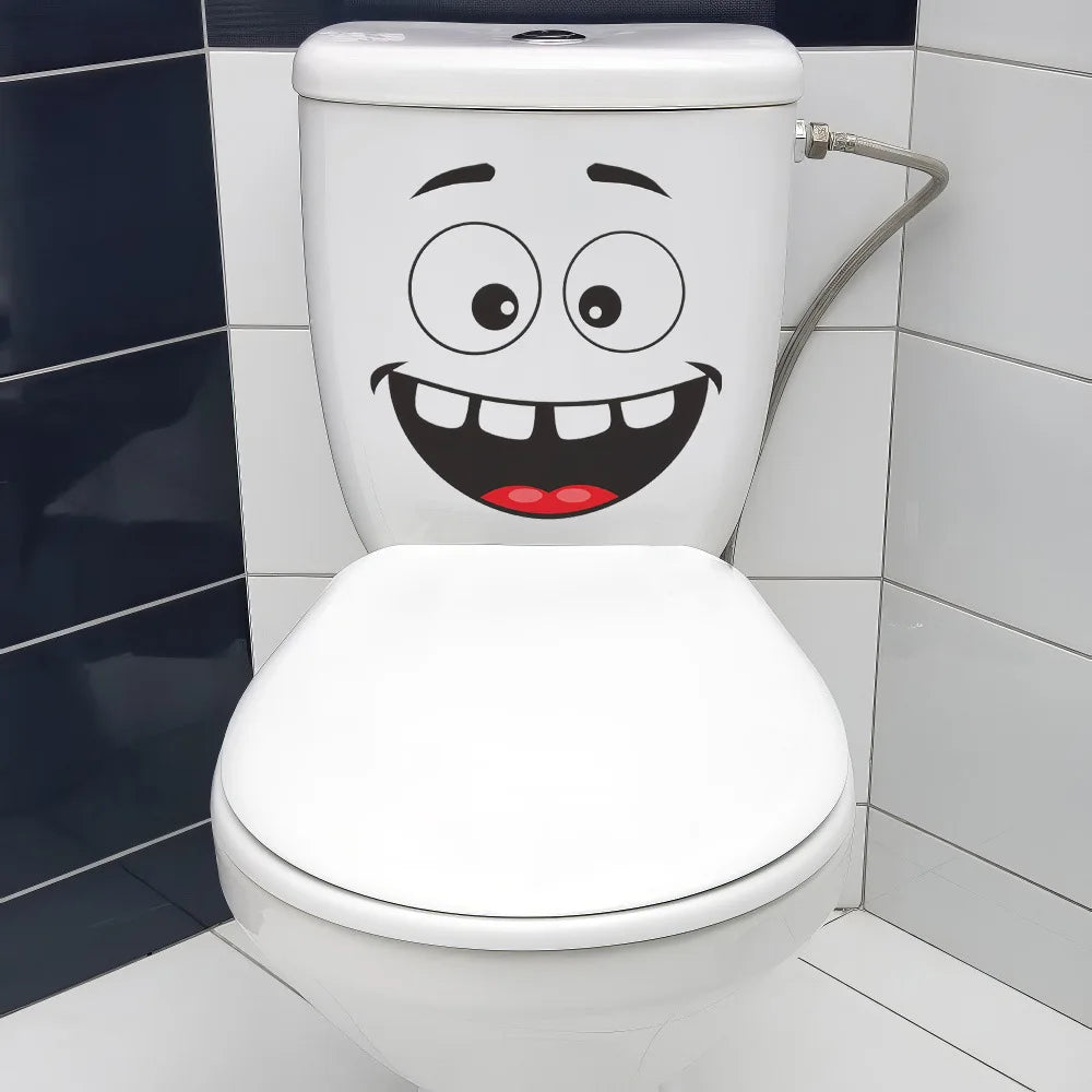 autocollants toilette souriant dessin animé blanc yeux grands ouverts larmes sourire langue sortie salle